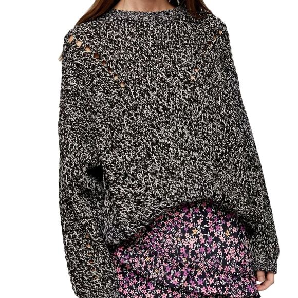 Topshop Chunky Pointelle Sweater Crew Neck Long Sleeves Dropped Shoulders Sz 12 - Picture 1 of 7